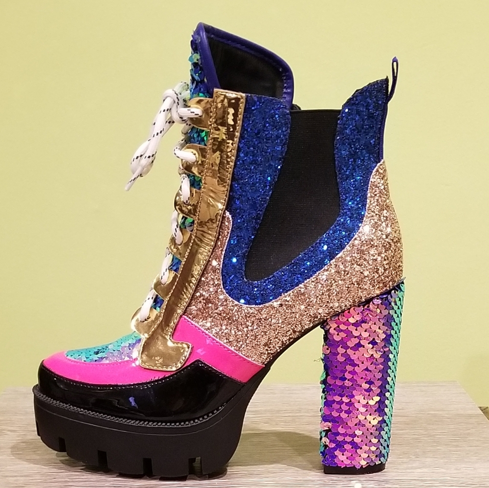 Sequin And Glitter Ankle Boots By Cape Robbin - Picture 1 of 4